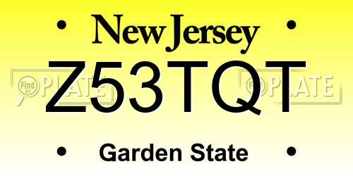 Z53TQT New Jersey License Plate