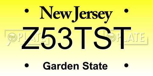 Z53TST New Jersey License Plate