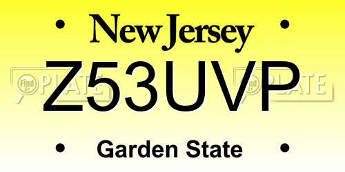 Z53UVP New Jersey License Plate
