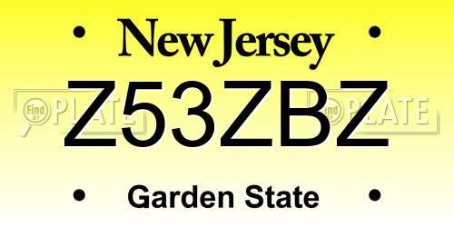Z53ZBZ New Jersey License Plate