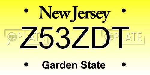 Z53ZDT New Jersey License Plate