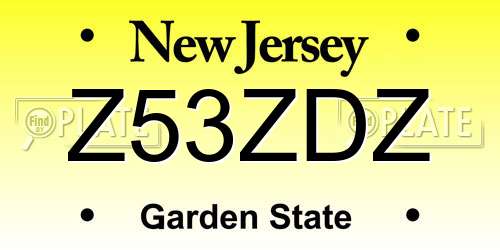 Z53ZDZ New Jersey License Plate