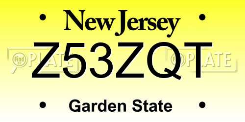 Z53ZQT New Jersey License Plate