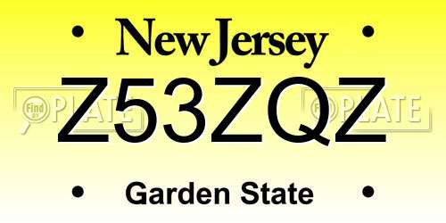 Z53ZQZ New Jersey License Plate