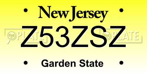Z53ZSZ New Jersey License Plate