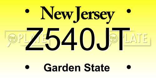 Z540JT New Jersey License Plate