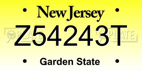 Z54243T New Jersey License Plate