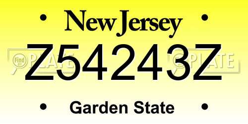 Z54243Z New Jersey License Plate