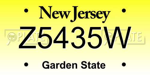 Z5435W New Jersey License Plate