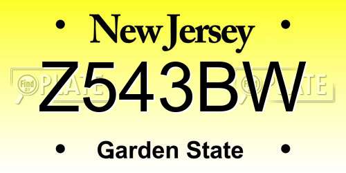 Z543BW New Jersey License Plate