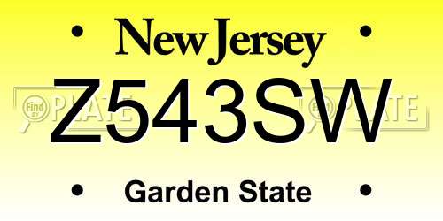 Z543SW New Jersey License Plate