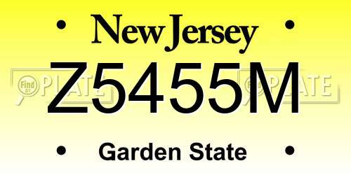 Z5455M New Jersey License Plate