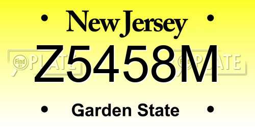 Z5458M New Jersey License Plate