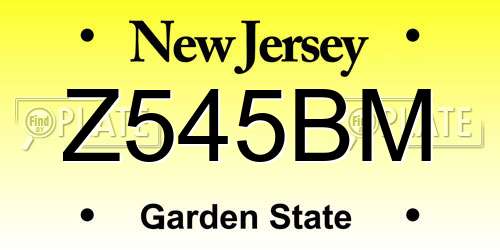 Z545BM New Jersey License Plate