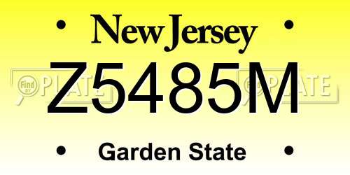 Z5485M New Jersey License Plate