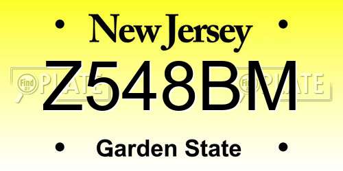 Z548BM New Jersey License Plate