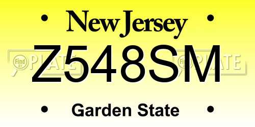 Z548SM New Jersey License Plate