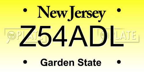 Z54ADL New Jersey License Plate