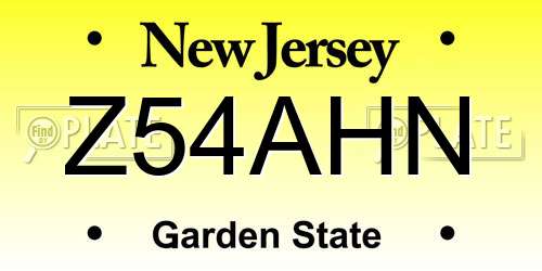 Z54AHN New Jersey License Plate