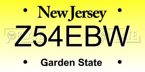 Z54EBW New Jersey License Plate