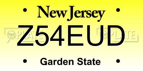 Z54EUD New Jersey License Plate
