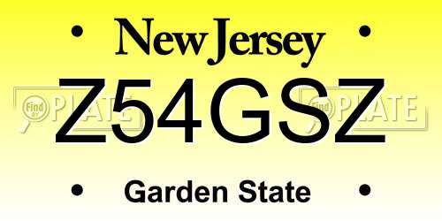 Z54GSZ New Jersey License Plate