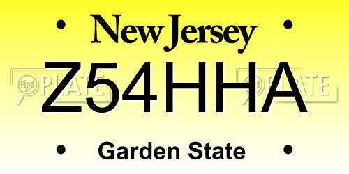 Z54HHA New Jersey License Plate