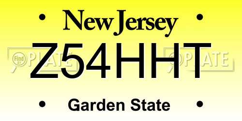 Z54HHT New Jersey License Plate