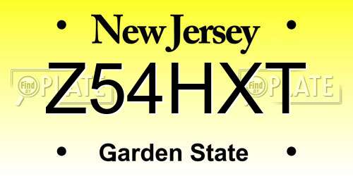 Z54HXT New Jersey License Plate