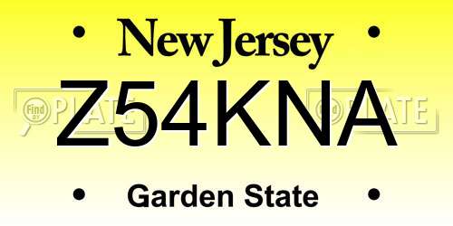 Z54KNA New Jersey License Plate