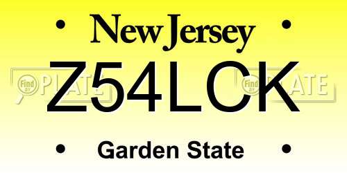 Z54LCK New Jersey License Plate