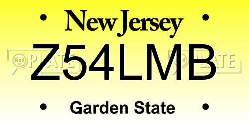 Z54LMB New Jersey License Plate