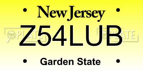Z54LUB New Jersey License Plate