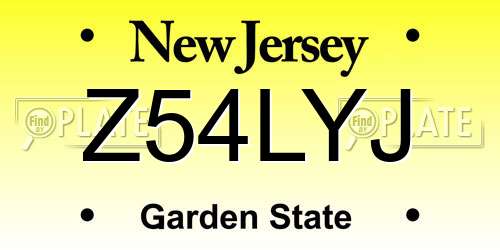 Z54LYJ New Jersey License Plate