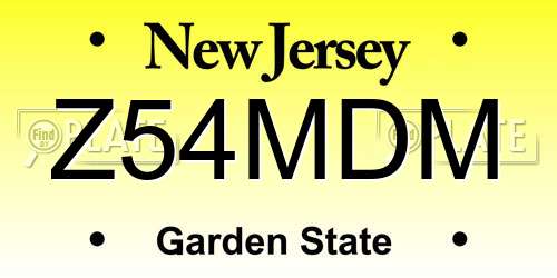 Z54MDM New Jersey License Plate