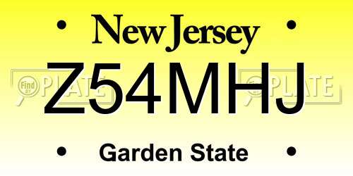 Z54MHJ New Jersey License Plate