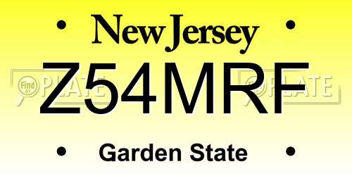 Z54MRF New Jersey License Plate