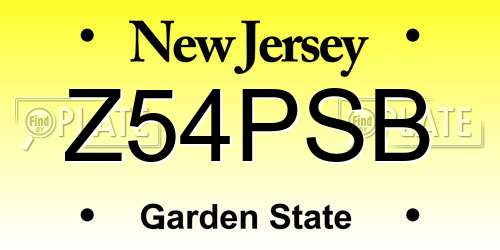 Z54PSB New Jersey License Plate
