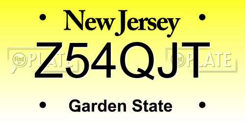 Z54QJT New Jersey License Plate