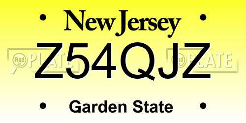 Z54QJZ New Jersey License Plate