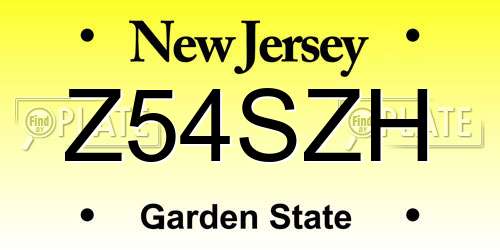 Z54SZH New Jersey License Plate