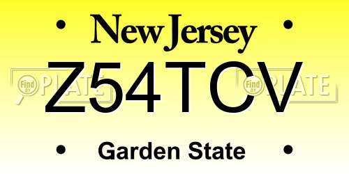 Z54TCV New Jersey License Plate