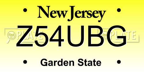Z54UBG New Jersey License Plate