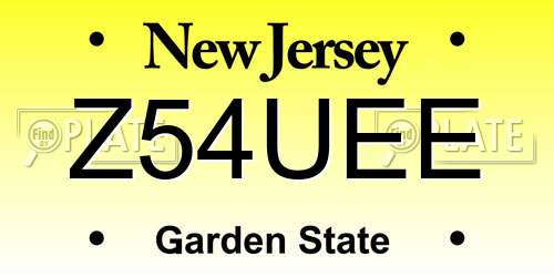 Z54UEE New Jersey License Plate