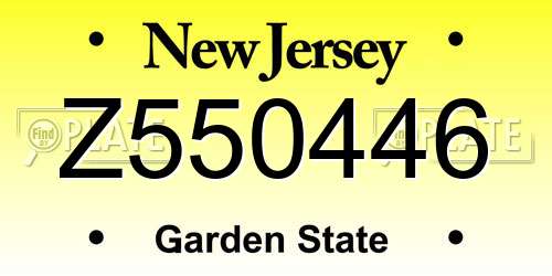 Z550446 New Jersey License Plate