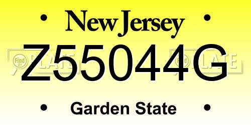 Z55044G New Jersey License Plate