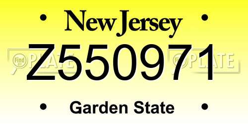 Z550971 New Jersey License Plate