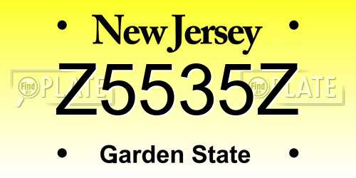 Z5535Z New Jersey License Plate