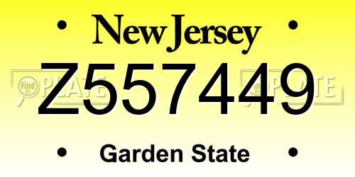 Z557449 New Jersey License Plate