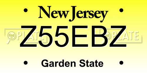 Z55EBZ New Jersey License Plate